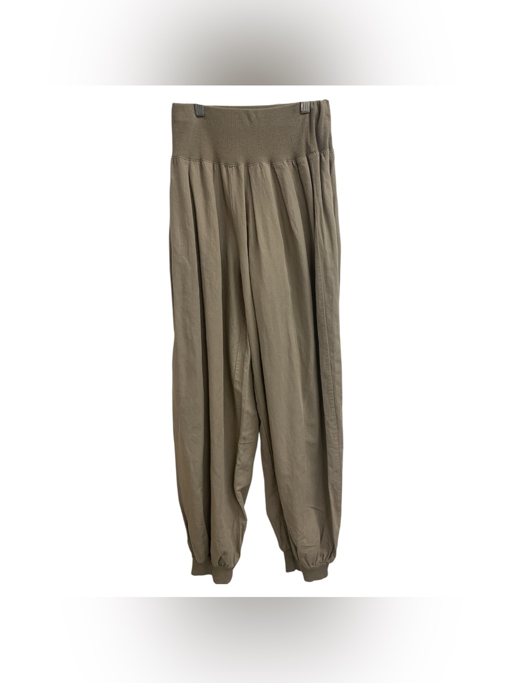Terzo Millennio Italy Smocked High-Waist Harem Joggers in Olive Size S